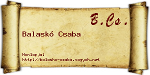 Balaskó Csaba névjegykártya